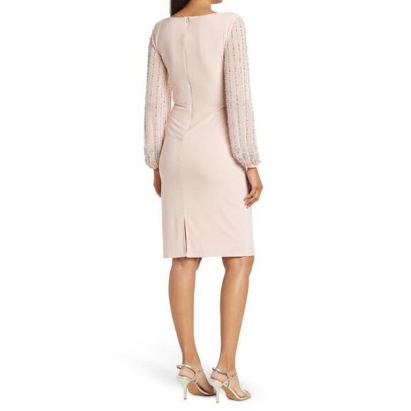 Marina Women's Pink Beaded Long Sleeve Sheath Dress in Size 10 NWT - Picture 10 of 10